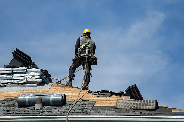 Professional Gutter Installation technician working in Eastport, NY